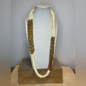 Asymmetrical Bone and Wood Retro Necklace - Vintage - Trendy